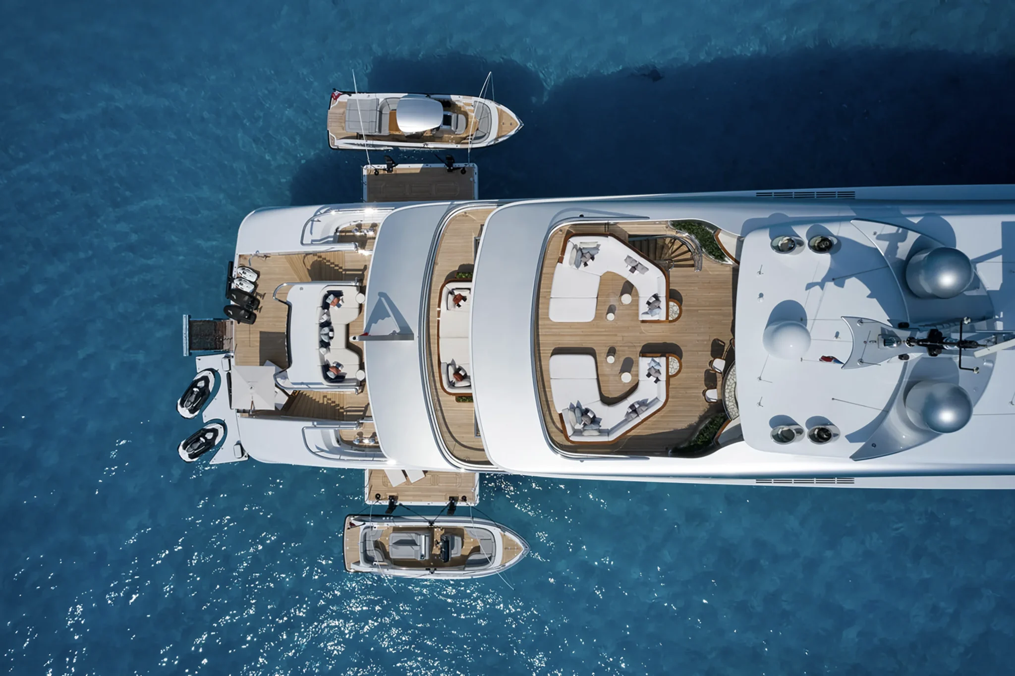 Aerial view of the 75m Feadship Arrow — exterior design by H2 Yacht Design